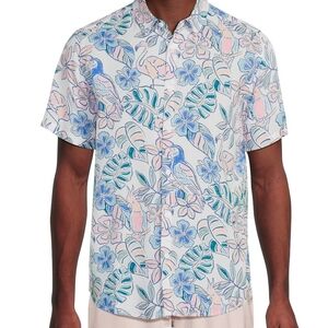 Endless Summer Tropical Print Short Sleeve Shirt Size Medium